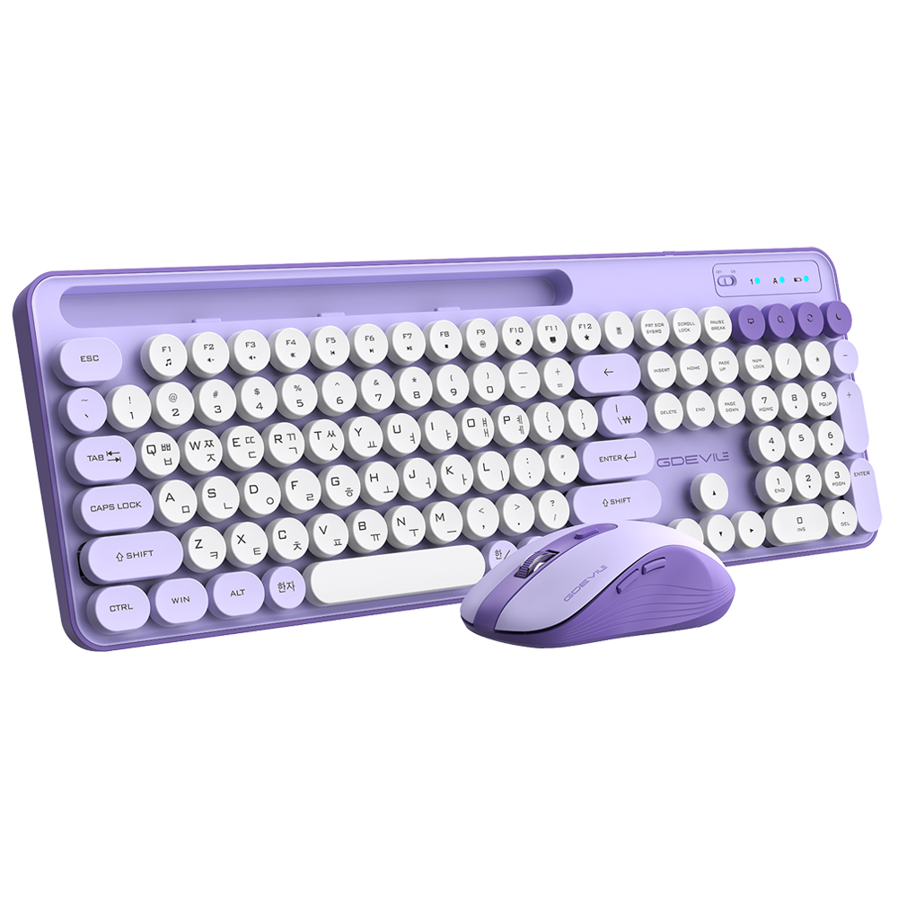 GDEVIL MK700W 무선 키보드 마우스 세트 (퍼플)_이미지