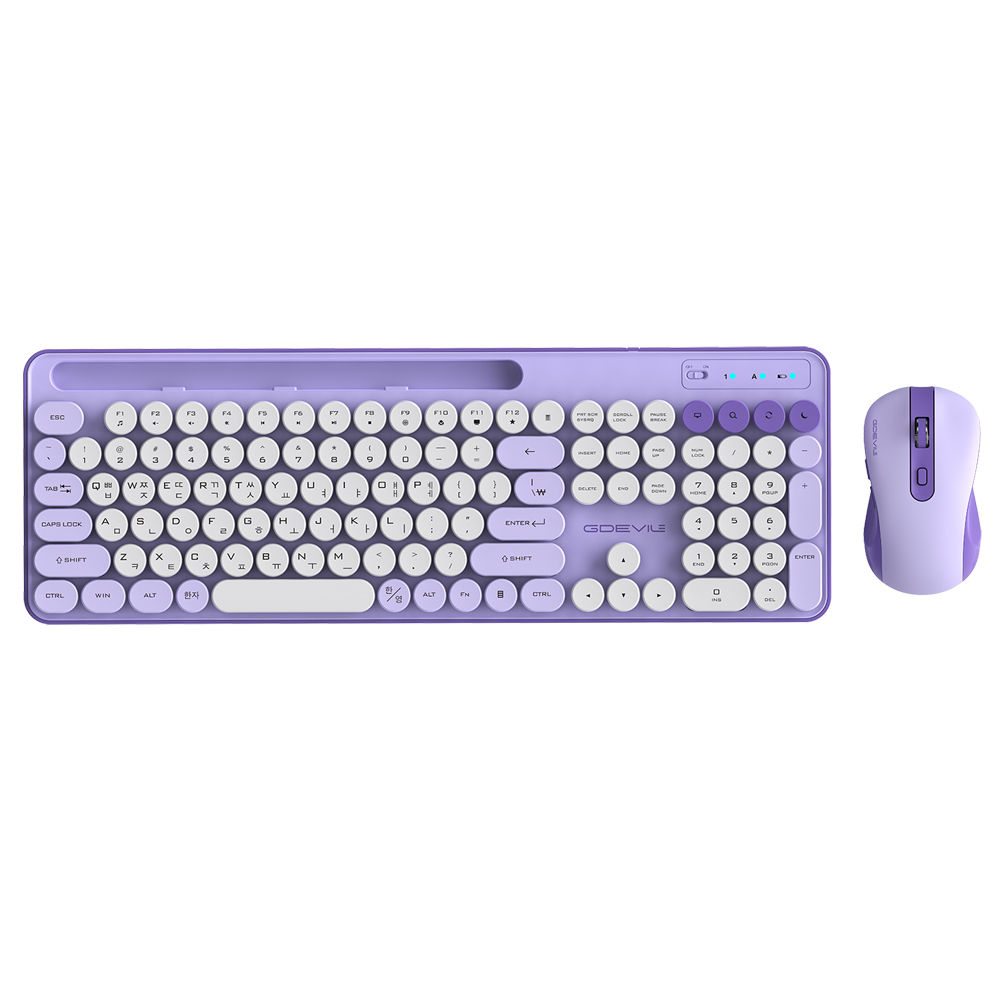 GDEVIL MK700W 무선 키보드 마우스 세트 (퍼플)_이미지