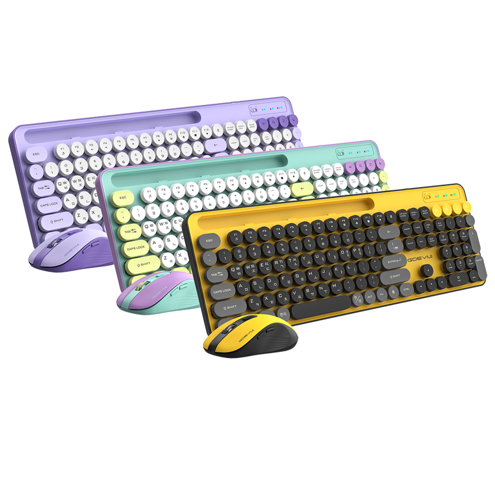 GDEVIL MK700W 무선 키보드 마우스 세트 (퍼플)_이미지