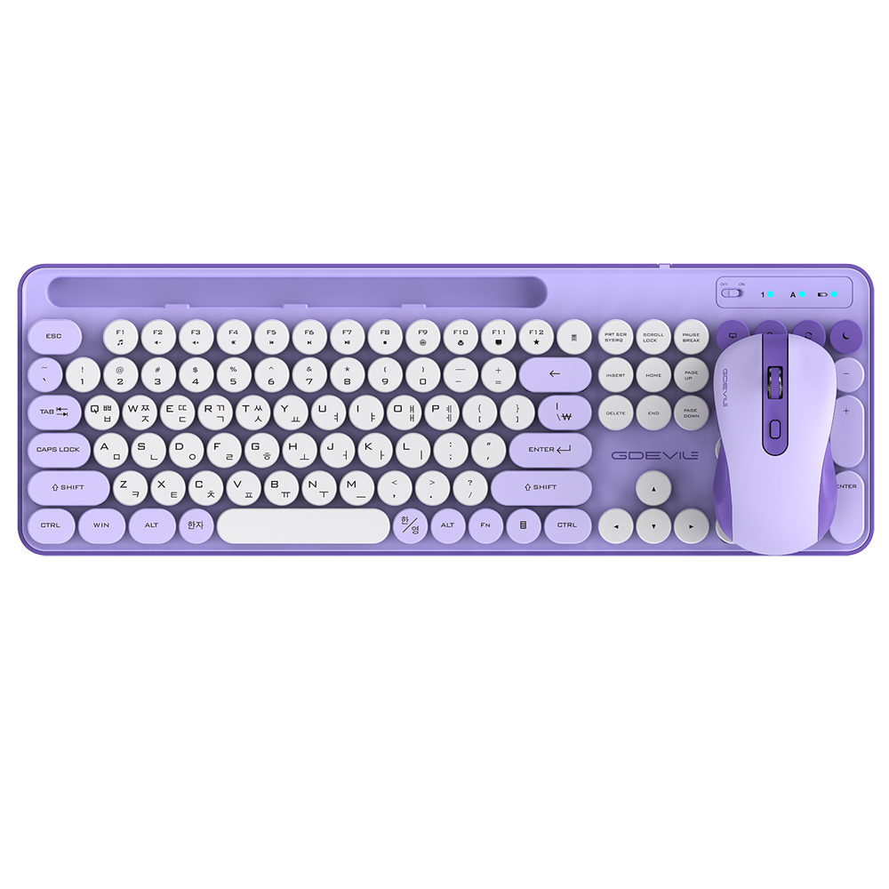 GDEVIL MK700W 무선 키보드 마우스 세트 (퍼플)_이미지