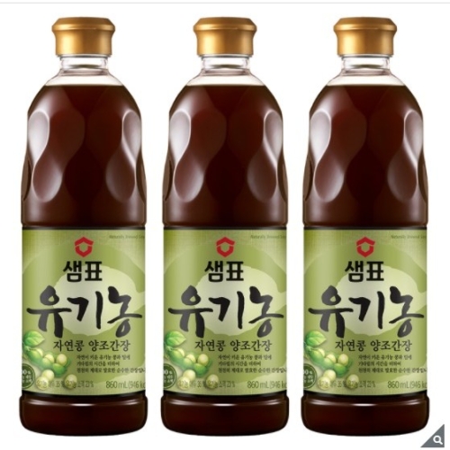 샘표 유기농 자연콩 양조간장 860ml (3개)_이미지