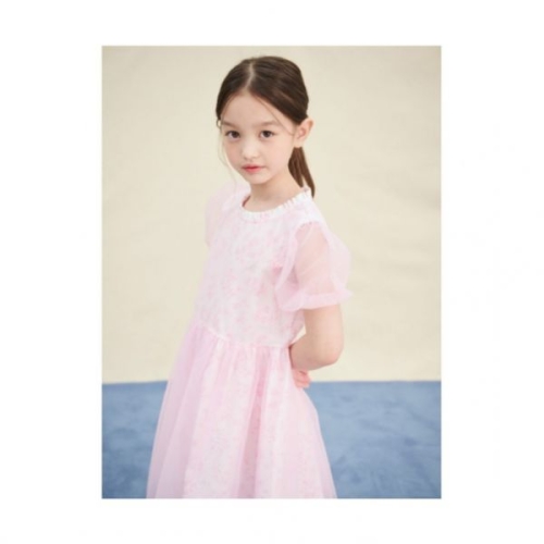 삼성물산 빈폴 키즈 KIDS 러블리 빙키 걸즈 플로럴 반소매 원피스헤어슈슈 세트 라이트 핑크 BI5471G