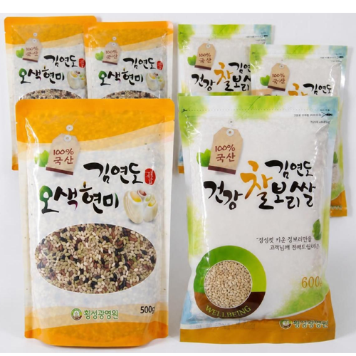 증산왕 김연도 오색현미 500g x 8개 + 건강 찰보리쌀 600g x 5개이미지입니다. 누르면 해당 게시물로 새창이동합니다.