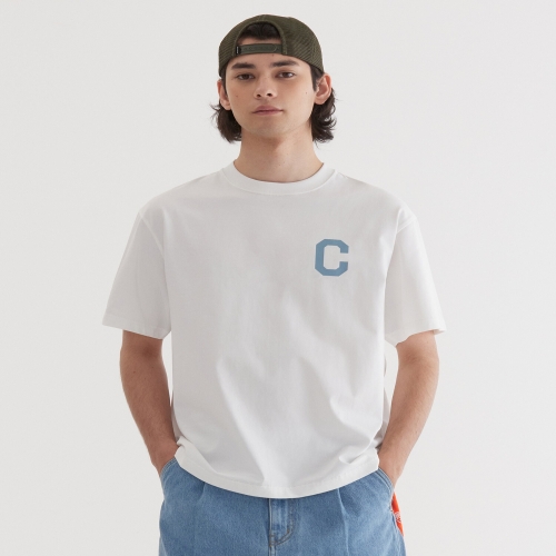 쿨 코튼 C 로고 티셔츠 화이트 CO2502ST31WH
