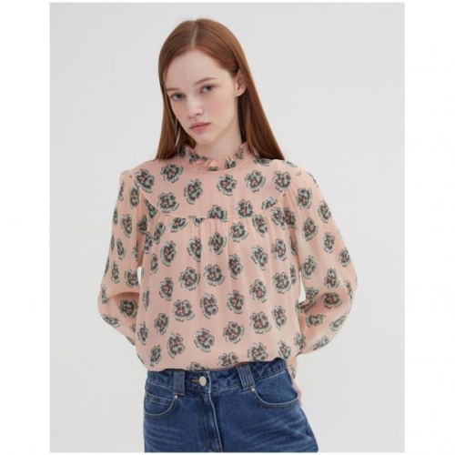 뉴욕 우먼 리뷰이벤트 뉴욕 코랄 플라워 실크 긴팔블라우스 JSBL3C120C2 339792