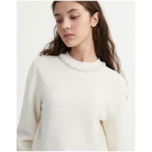 LF 질스튜어트 뉴욕 우먼 리뷰이벤트 뉴욕 아이보리 진주장식 울혼방 니트 WJSW3D390IV 776138