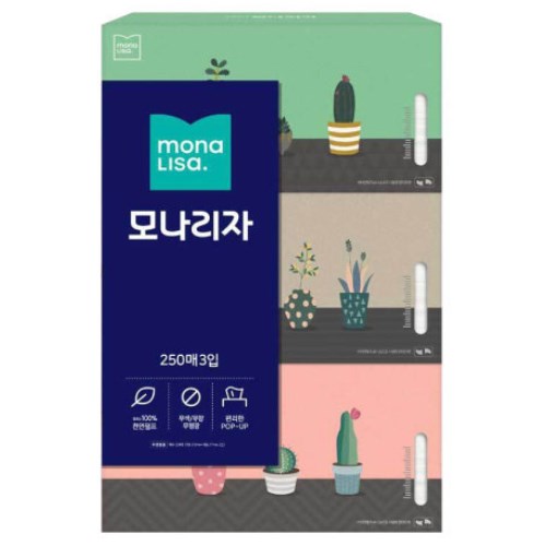 모나리자 미용티슈 250매 (3입)이미지입니다. 누르면 해당 게시물로 새창이동합니다.