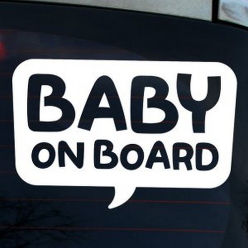 뭉키월드 타이포 말풍선 Baby On Board 스티커 LSC-892 [화이트]