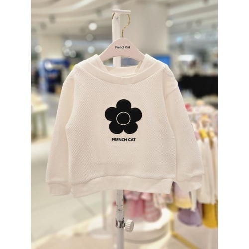 프렌치캣 티파니1 화이트 꽃 맨투맨 Q61DAT070