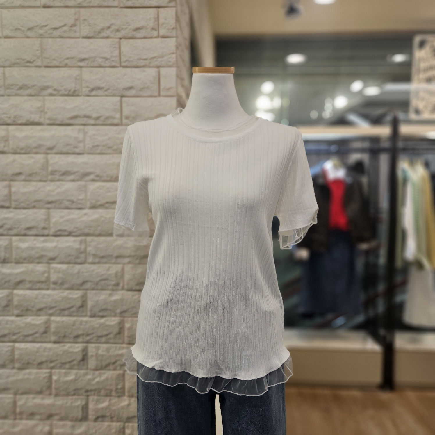 트렌드컬렉션 쉬폰 망사 골지 반팔니트 TRKA26447_이미지