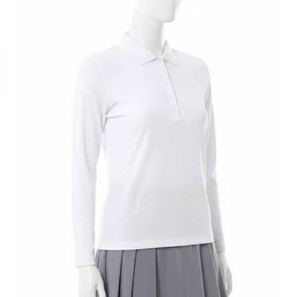 지포어 RIBBED TECH NYLON LONG SLEEVE POLO GLP000150A-SNO 여성 리브드 테크 나일론 롱 슬리.._이미지