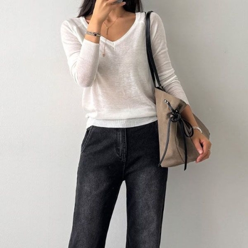 나크21 시스루브이넥 양브이니트 DM53-T-07