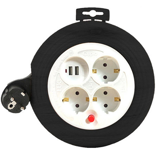 러그박스 3구 USB 캠핑릴선 블랙 (3m)