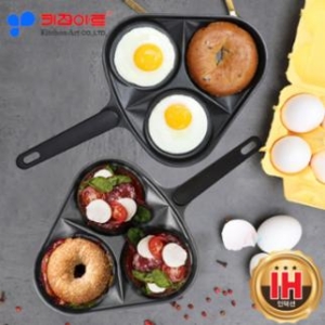 키친아트 에그팬 인덕션 계란후라이팬 /휴브계란팬3구 인덕션