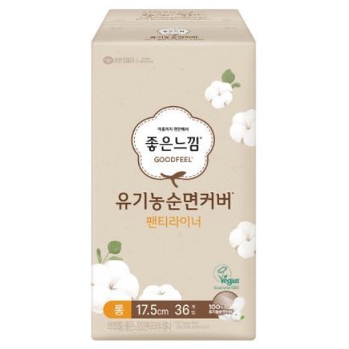 유한킴벌리 좋은느낌 유기농 순면커버 팬티라이너 롱 36개 (12팩(432개))