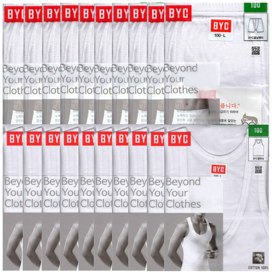 BYC 민소매 런닝과 사각 팬티 BYC2113/BYC2213 (10세트)_이미지