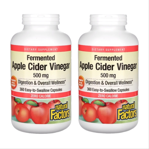 내추럴팩터스 애플 사이다 비니거 500mg 360캡슐 (2개)_이미지