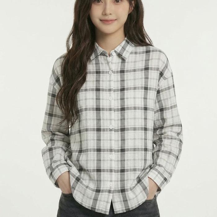 행텐틴즈 동백01 여아 시어서커 체크 셔츠_화이트 14570-120-404-68-003 49214984