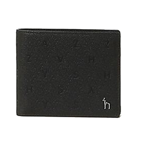 헤지스ACC 블랙 가죽 음각 레터링 패턴 반지갑 HJWA4E580BK_이미지