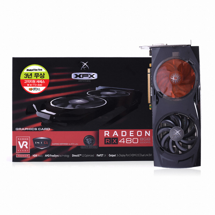 XFX 라데온 RX 480 블랙울프 Super OC D5 8GB_이미지