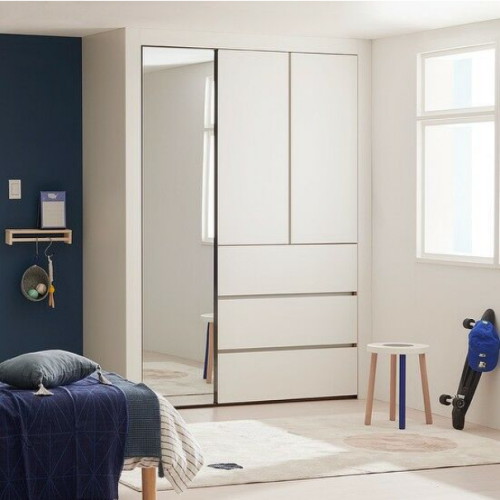 한샘 바이엘 채널 작은방 거울 붙박이장 데일리서랍형 (155cm)_이미지