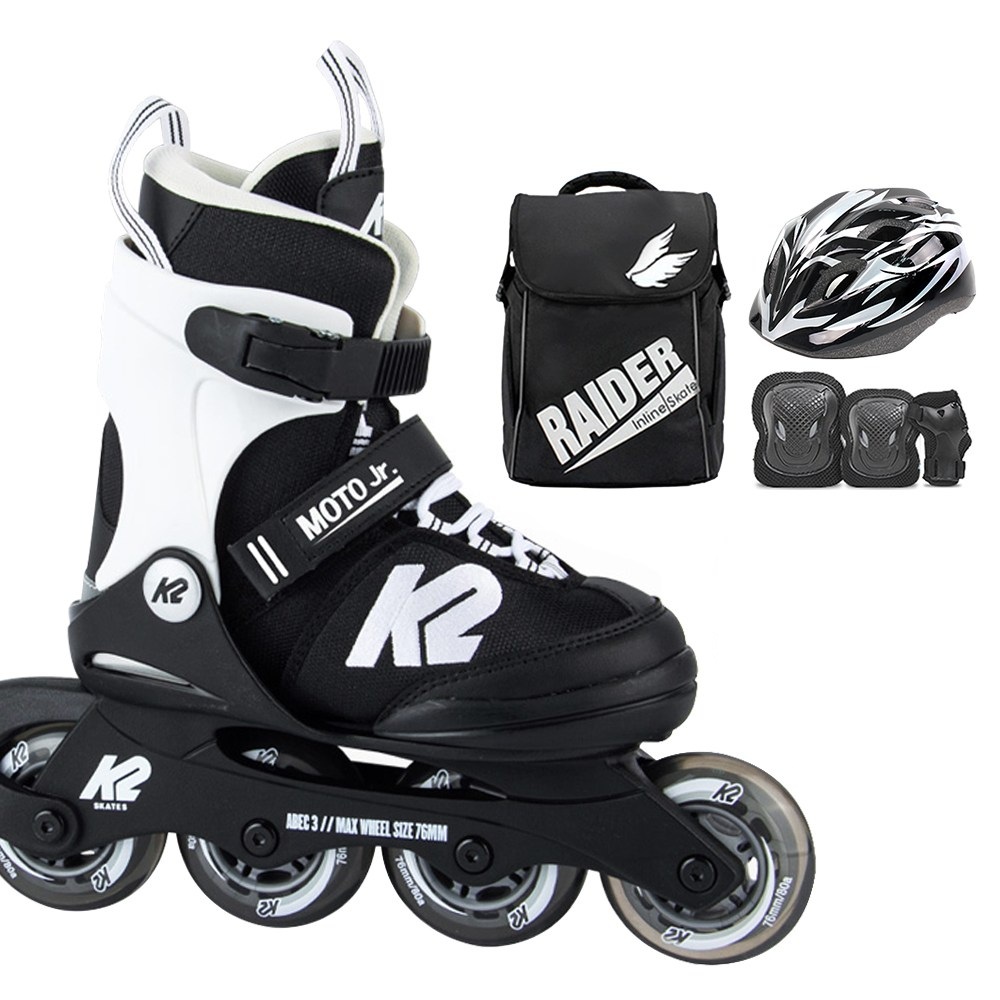 K2스케이트 모토 화이트 (가방+보호대+헬멧)_이미지