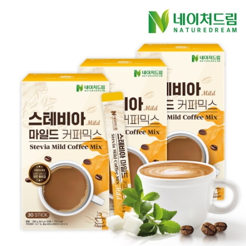 케이지앤에프 네이처드림 제로슈가 스테비아 마일드 커피믹스 30개입 (3개)_이미지