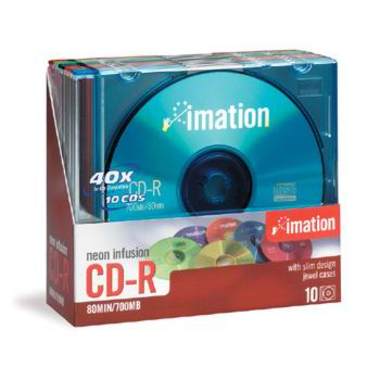 이메이션 CD-R 700MB 40x 슬림케이스 네온 10p_이미지