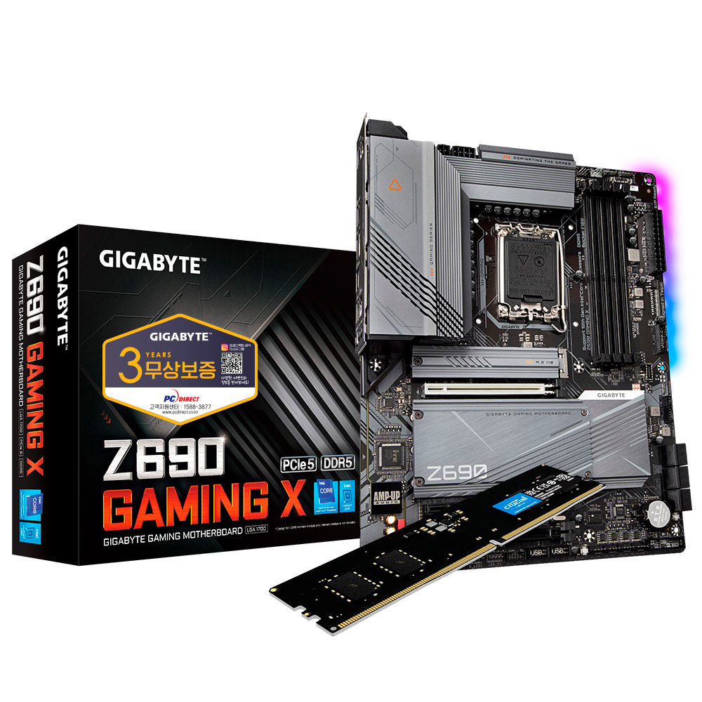 GIGABYTE Z690 GAMING X + Crucial DDR5-4800 CL40 16GB 피씨디렉트
