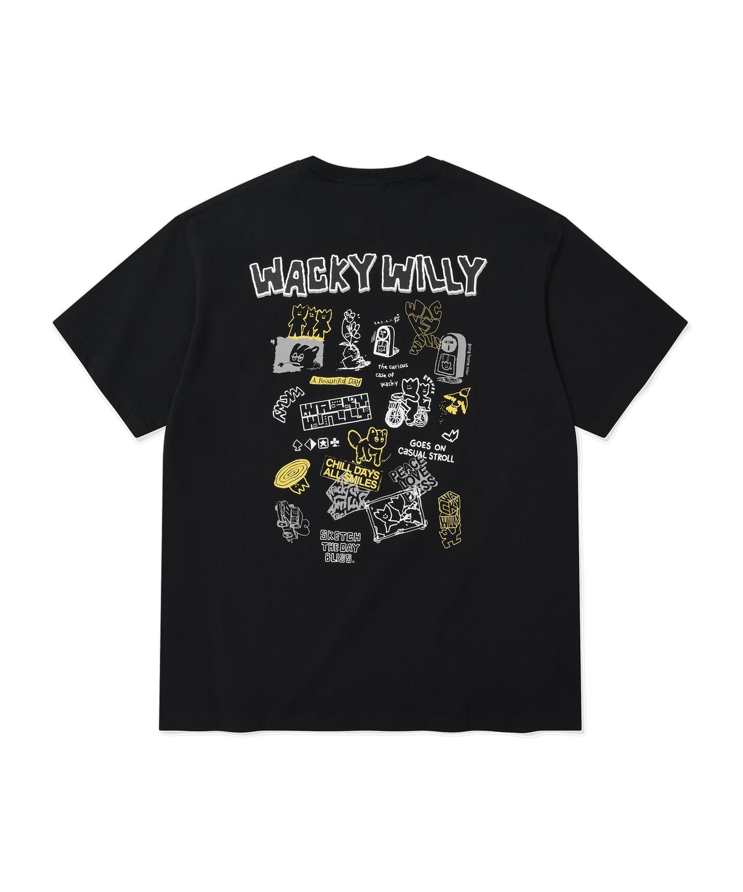 와키윌리 WACKY WILLY 멀티 그래픽 반팔 티셔츠 블랙 WA2603ST16BK
