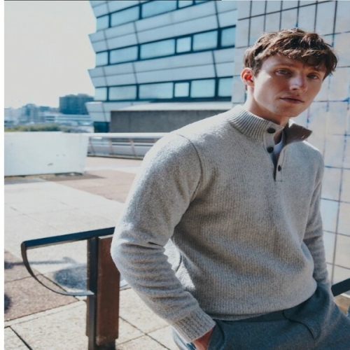 갤럭시 라이프스타일 GC5X51M032 윈터 방풍 부클 버튼오픈 스웨터 라이트 그레_이미지