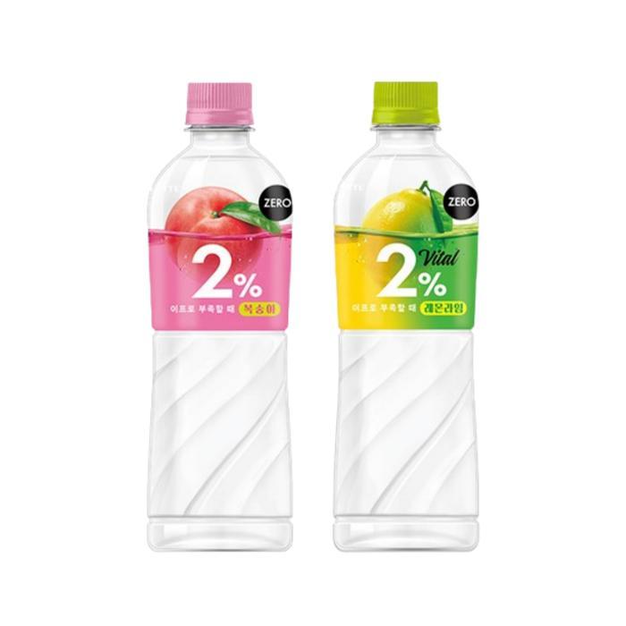 롯데칠성음료 2% 부족할때 제로 복숭아 + 바이탈 레몬라임 500ml (12개)_이미지