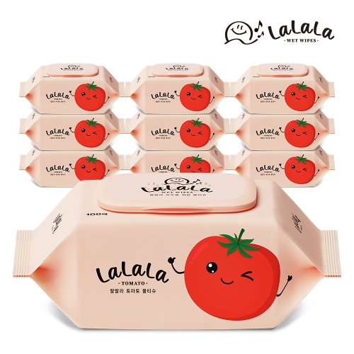 랄랄라 토마토 물티슈 캡형 100매 (10팩)_이미지