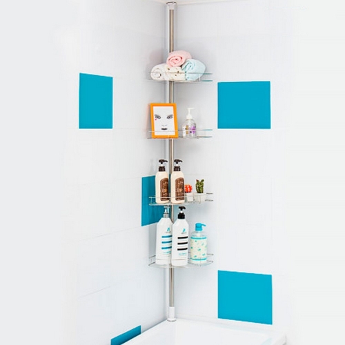 데코 KS_갤러리 기둥식 욕조위 코너 선반 -4단/욕실선반_이미지