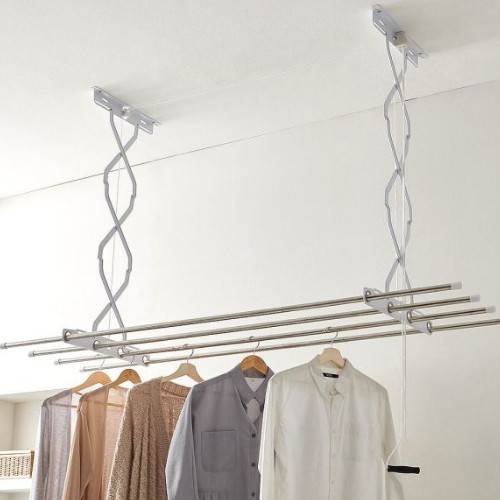 리빙홈데코 천장 빨래건조대 3단 185cm/천정형 건조대 발코니 베란다 빨래걸이 스텐 봉 튼튼한 빨랫대 이불 세탁 대형