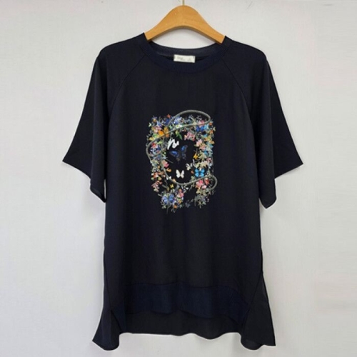 나야홍 아이우먼 나비그래픽반팔블라우스 OLU755M506 빅사이_이미지