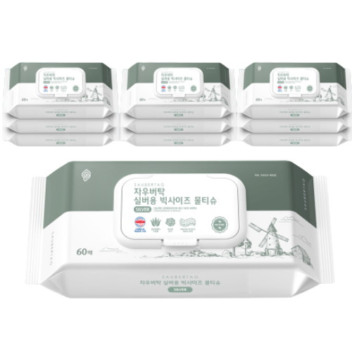 자우버탁코리아 자우버탁 빅사이즈 물티슈 캡형 60매 (40팩)