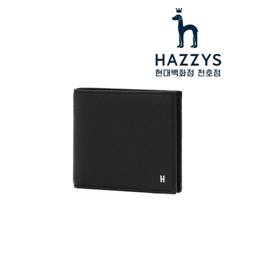 헤지스 남성 네이비 로고장식 소가죽 반지갑 HJWA6E610N2