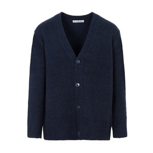 스튜디오 울 코튼 블랜드 브이넥 가디건 네이비카멜 B60277