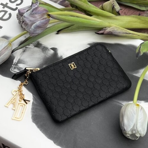 닥스 여성 블랙 DD 로고패턴 소가죽 지퍼동전지갑 DCHO6E519BK_이미지