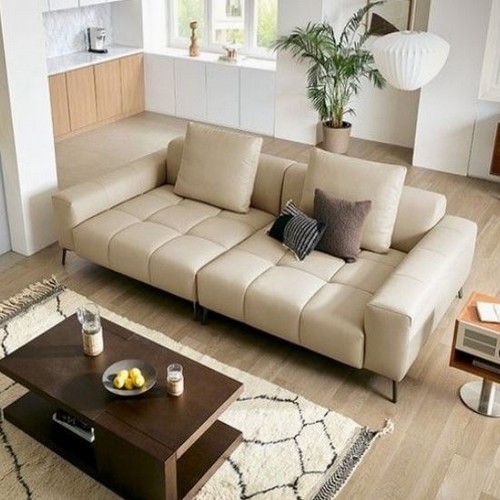 자코모 프라운 베드카우치형 천연가죽 소파 4인용