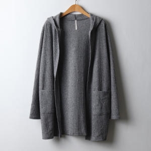 아이우먼 스판와플후드롱가디건 HGJ306M409 빅사이즈_이미지