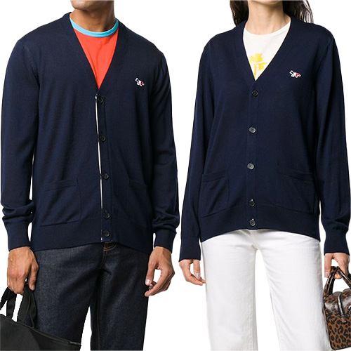 메종키츠네 가디건 FU00501KT1036 (NA, 네이비)_이미지