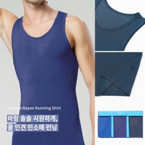 제임스딘 쿨 냉감 냉장고 인견 스판 남자 민소매 런닝 나시 3매 JHMRZZ54 95