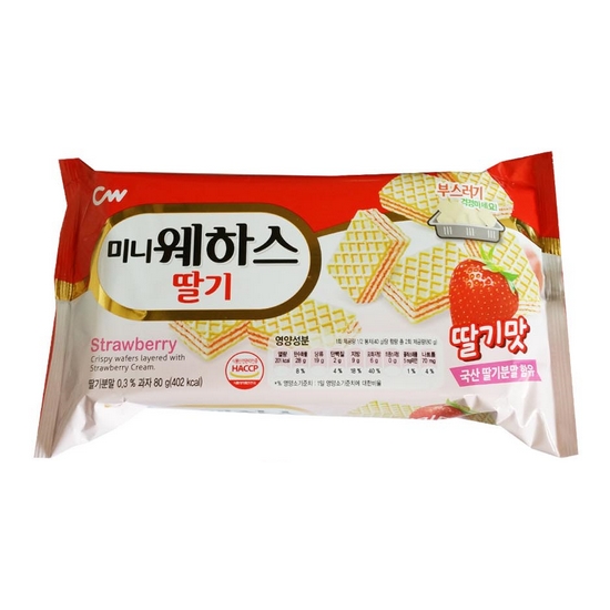 청우식품 미니 웨하스 딸기 80g (1개)_이미지