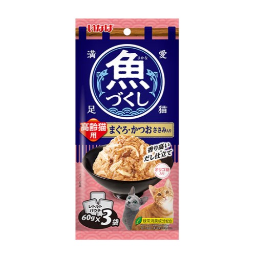 이나바 캣 챠오 생선가득 파우치 시니어용 참치&가다랑어&닭가슴살 TCR-178 180g (60g x 3p)