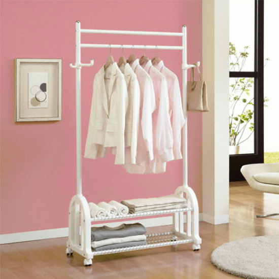 왕자NHC 왕자행거 2단 선반 이동식 행거 색상선택형