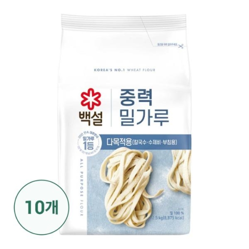 CJ제일제당 백설 찰밀가루 2.5kg (10개)
