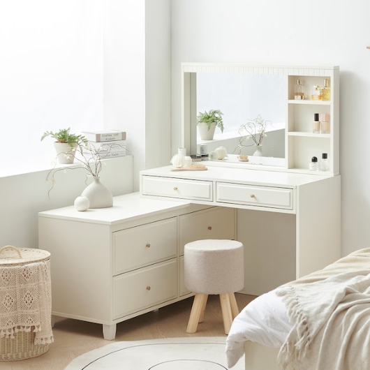 리센트  미카엘 확장형 1200폭 서랍 LED 조명 화장대 1000