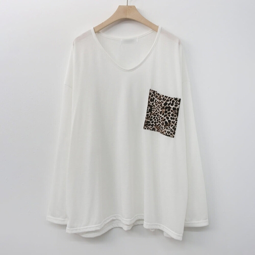 나야홍 아이우먼 브이넥호피포켓긴팔티 NOK337M601 빅사이즈_이미지